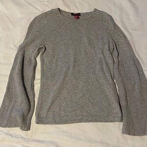 Vince Camuto Light Gray Ribbed Sleeve Sweater XXSP